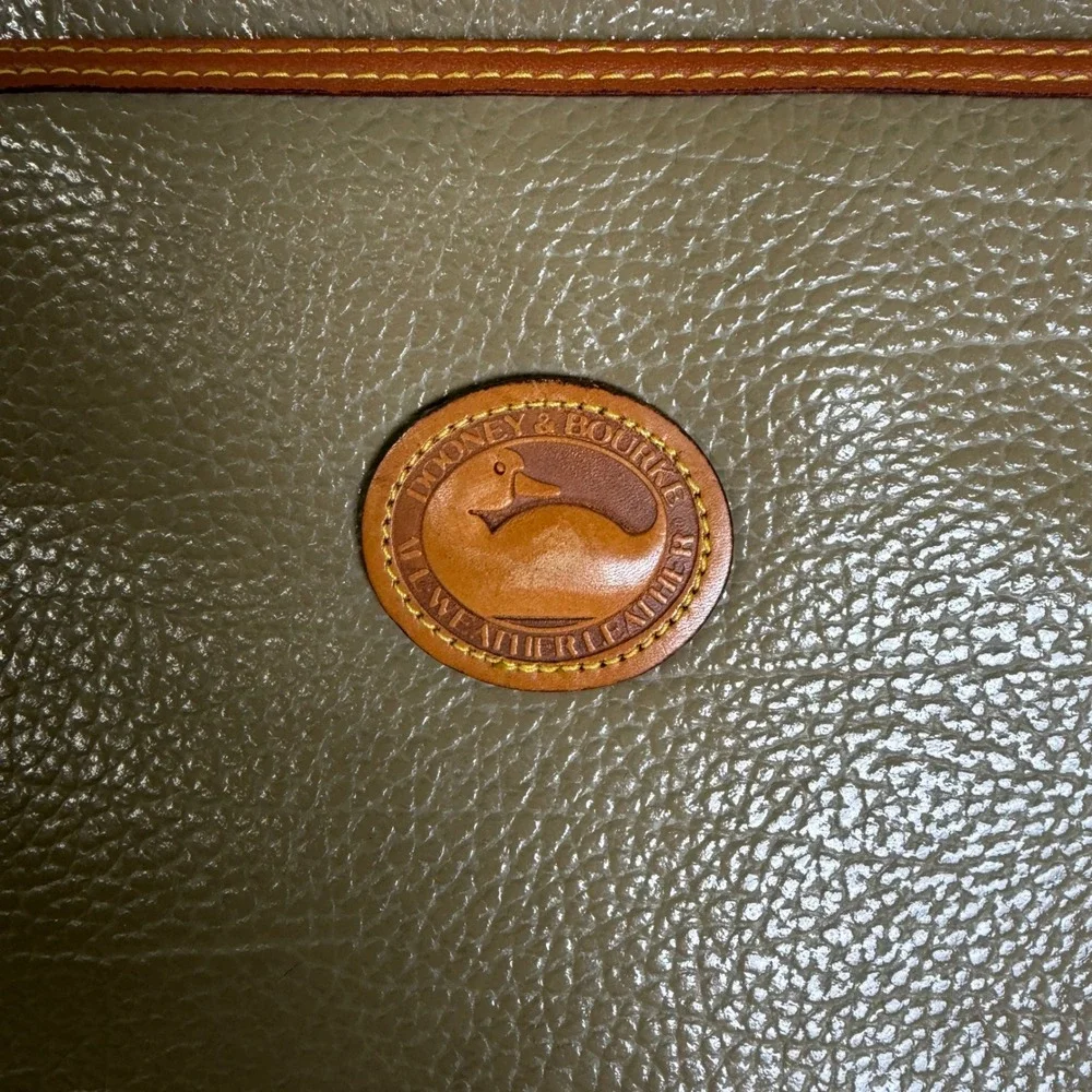 Dooney & Bourke All Weather Leather Briefcase Messenger Bag Taupe Tan Vintage